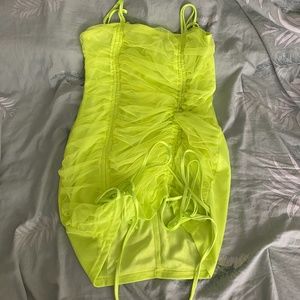 Neon Green/Yellow Scrunched Dress